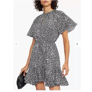 Ted Baker Jadiaa Printed Fluted Hem Mini Dress 8 NWT